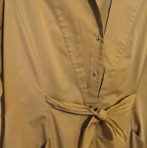Elie Tahari Khaki Tie Waist Shirt Dress, Sz 8 - Picture 4 of 8